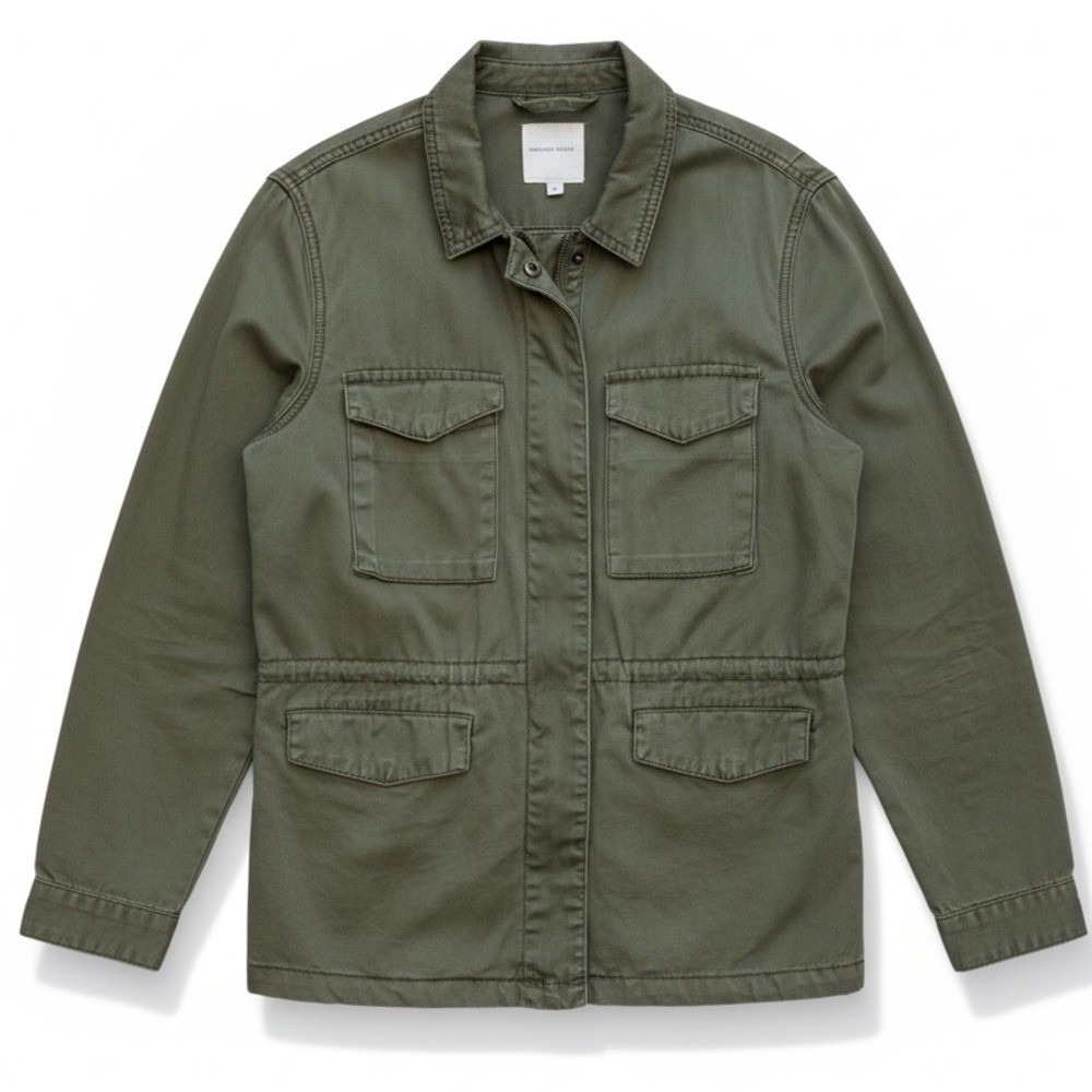 Thread & Supply Olive Green Utility Field Jacket Medium Cotton Drawstring Waist